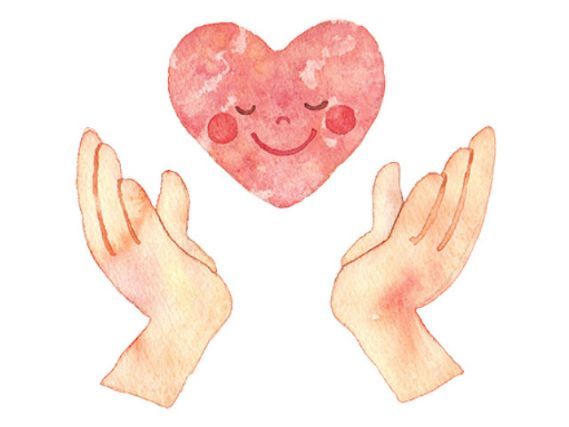 ハートを支える手のイラスト